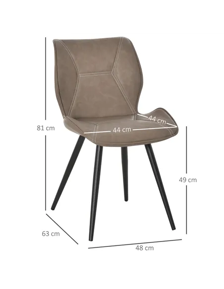 HOMCOM Set of 4 Contrast Stitched PU Leather Racing-Style Dining Chairs Accent Seat w/ Steel Legs Ergonomic Back Padding Home Li