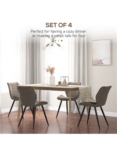 HOMCOM Set of 4 Contrast Stitched PU Leather Racing-Style Dining Chairs Accent Seat w/ Steel Legs Ergonomic Back Padding Home Li