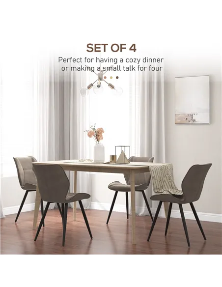 HOMCOM Set of 4 Contrast Stitched PU Leather Racing-Style Dining Chairs Accent Seat w/ Steel Legs Ergonomic Back Padding Home Li