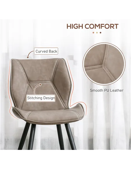HOMCOM Set of 4 Contrast Stitched PU Leather Racing-Style Dining Chairs Accent Seat w/ Steel Legs Ergonomic Back Padding Home Li