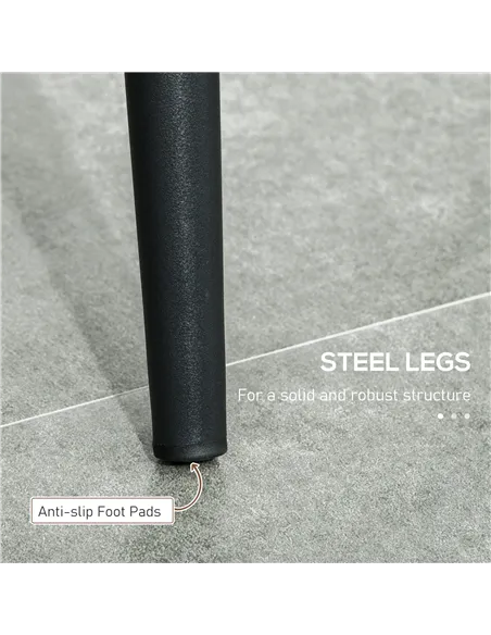 HOMCOM Set of 4 Contrast Stitched PU Leather Racing-Style Dining Chairs Accent Seat w/ Steel Legs Ergonomic Back Padding Home Li