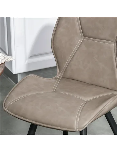 HOMCOM Set of 4 Contrast Stitched PU Leather Racing-Style Dining Chairs Accent Seat w/ Steel Legs Ergonomic Back Padding Home Li