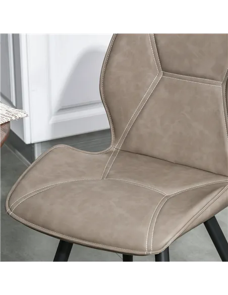 HOMCOM Set of 4 Contrast Stitched PU Leather Racing-Style Dining Chairs Accent Seat w/ Steel Legs Ergonomic Back Padding Home Li