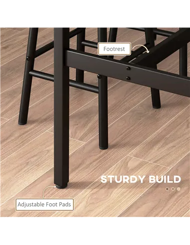 HOMCOM 5 Piece Bar Table Set with 4 Stools, Industrial Bar Table and Stool Set, Dining Table and Chair Set, Rustic Brown