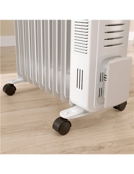 HOMCOM 2000W Quiet Oil Filled Radiator, 9 Fin Energy Efficient Portable Electric Heater with 3 Heat Settings, Adjustable Thermos
