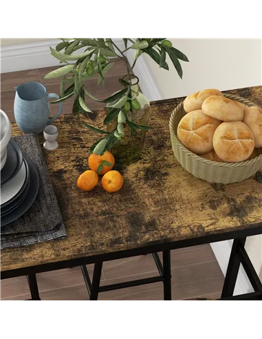 HOMCOM 5 Piece Bar Table Set with 4 Stools, Industrial Bar Table and Stool Set, Dining Table and Chair Set, Rustic Brown