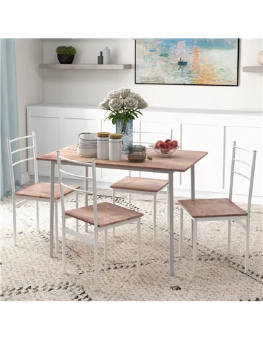 HOMCOM Five-Piece Compact Dining Table and Chairs Set - Brown/White