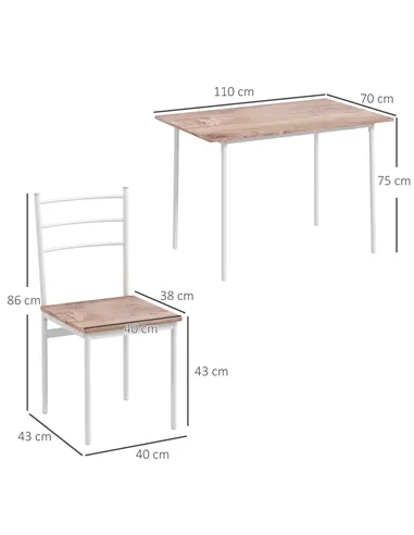 HOMCOM Five-Piece Compact Dining Table and Chairs Set - Brown/White