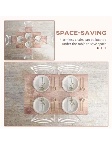 HOMCOM Five-Piece Compact Dining Table and Chairs Set - Brown/White