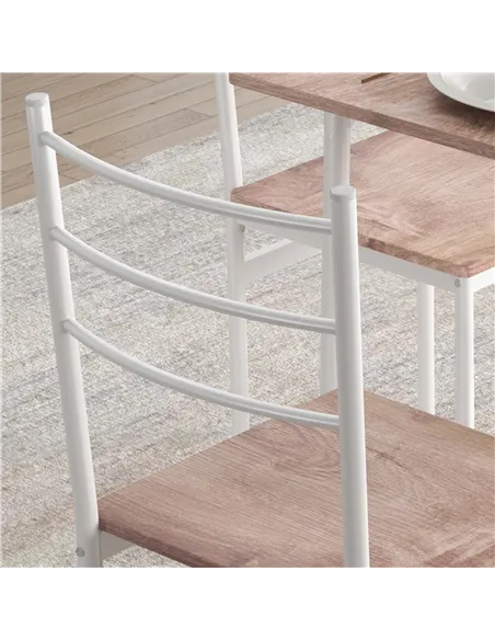 HOMCOM Five-Piece Compact Dining Table and Chairs Set - Brown/White