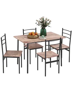 HOMCOM 5 Piece Dining Table and Chairs Set, Dining Room Sets, Steel Frame Space Saving Table and 4 Chairs for Compact Kitchens, 