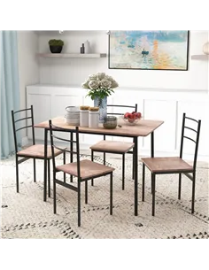 HOMCOM 5 Piece Dining Table and Chairs Set, Dining Room Sets, Steel Frame Space Saving Table and 4 Chairs for Compact Kitchens,  2
