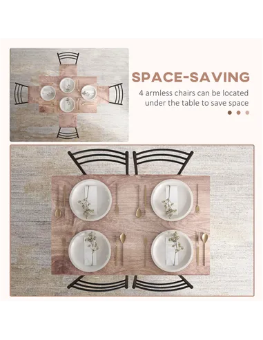 HOMCOM 5 Piece Dining Table and Chairs Set, Dining Room Sets, Steel Frame Space Saving Table and 4 Chairs for Compact Kitchens, 
