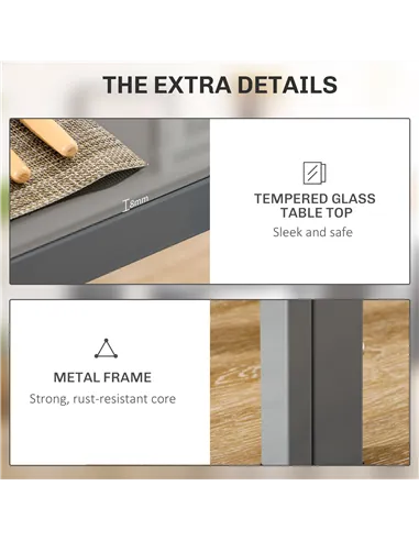 HOMCOM 5-Piece Kitchen Dining Table Set with 4 Faux Leather Metal Frame Chairs Glass Tabletop Desk for Dining Room, Kitchen, Din