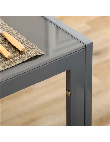 HOMCOM 5-Piece Kitchen Dining Table Set with 4 Faux Leather Metal Frame Chairs Glass Tabletop Desk for Dining Room, Kitchen, Din