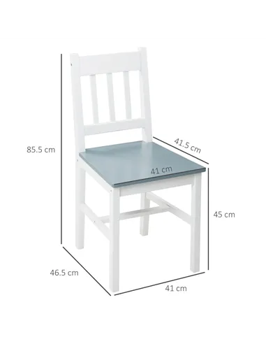 HOMCOM Dining Chairs Set of 4, Kitchen Chair with Slat Back, Pine Wood Structure for Living Room and Dining Room, White