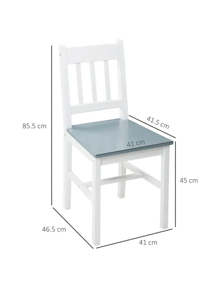 HOMCOM Dining Chairs Set of 4, Kitchen Chair with Slat Back, Pine Wood Structure for Living Room and Dining Room, White