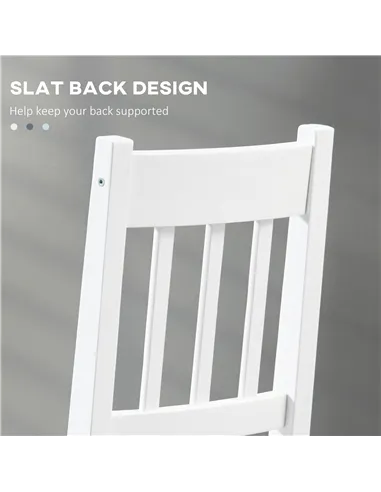 HOMCOM Dining Chairs Set of 4, Kitchen Chair with Slat Back, Pine Wood Structure for Living Room and Dining Room, White