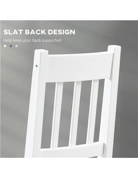 HOMCOM Dining Chairs Set of 4, Kitchen Chair with Slat Back, Pine Wood Structure for Living Room and Dining Room, White