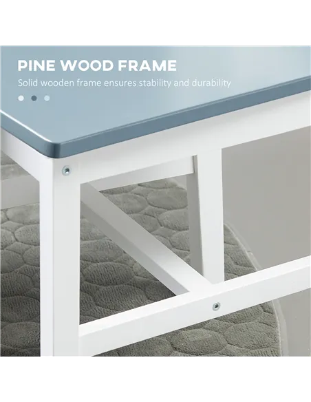 HOMCOM Dining Chairs Set of 4, Kitchen Chair with Slat Back, Pine Wood Structure for Living Room and Dining Room, White