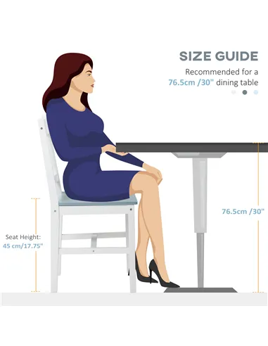 HOMCOM Dining Chairs Set of 4, Kitchen Chair with Slat Back, Pine Wood Structure for Living Room and Dining Room, White