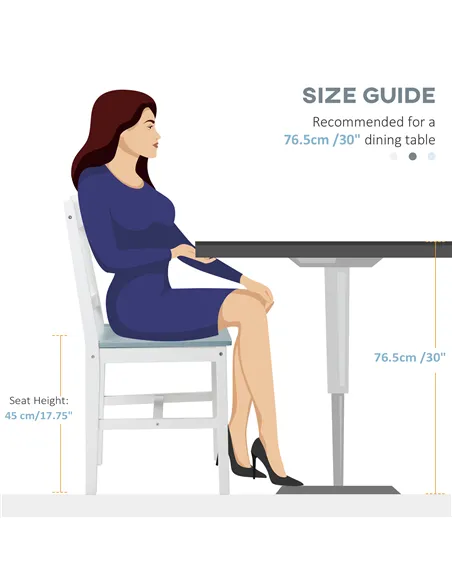 HOMCOM Dining Chairs Set of 4, Kitchen Chair with Slat Back, Pine Wood Structure for Living Room and Dining Room, White