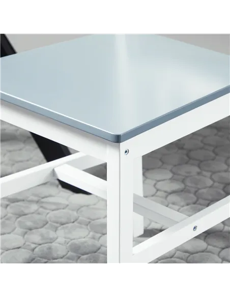 HOMCOM Dining Chairs Set of 4, Kitchen Chair with Slat Back, Pine Wood Structure for Living Room and Dining Room, White