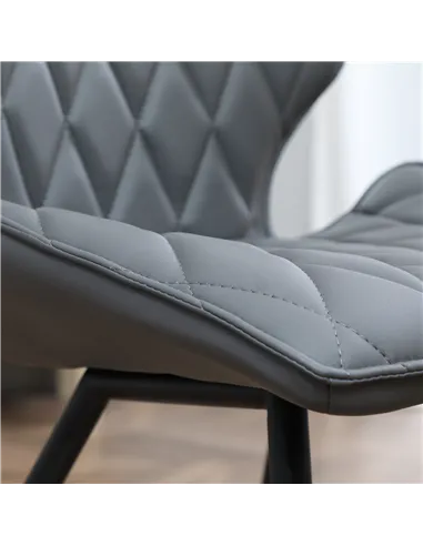 HOMCOM Set of 4 Dining Chairs, Kitchen Chairs with Metal Legs, PU Leather Seat and Backrests, Grey