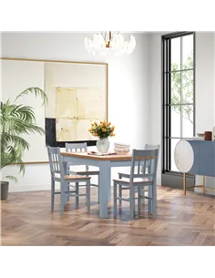 HOMCOM Dining Chairs Set of 4, Kitchen Chair with Slat Back, Pine Wood Structure for Living Room and Dining Room, Grey 2