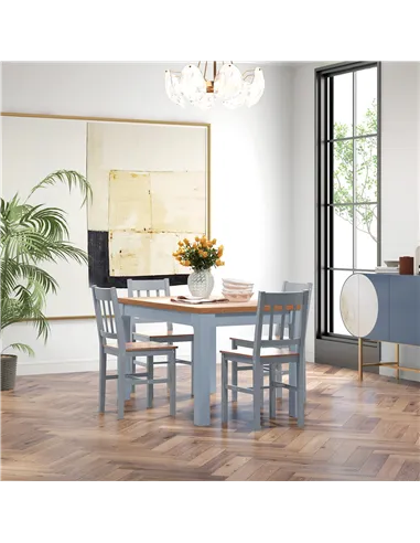 HOMCOM Dining Chairs Set of 4, Kitchen Chair with Slat Back, Pine Wood Structure for Living Room and Dining Room, Grey