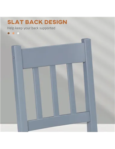 HOMCOM Dining Chairs Set of 4, Kitchen Chair with Slat Back, Pine Wood Structure for Living Room and Dining Room, Grey