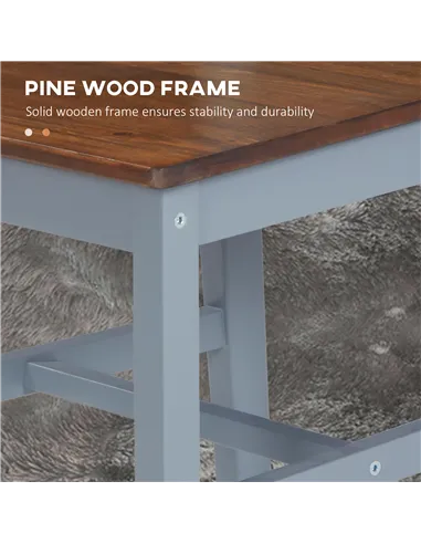 HOMCOM Dining Chairs Set of 4, Kitchen Chair with Slat Back, Pine Wood Structure for Living Room and Dining Room, Grey