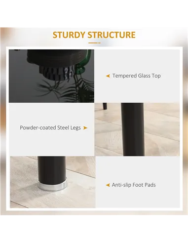 HOMCOM Modern Dining Table Set for 4, Space-Saving 5 Pieces Kitchen Table Set with Rectangle Table and Steel Frame, Black