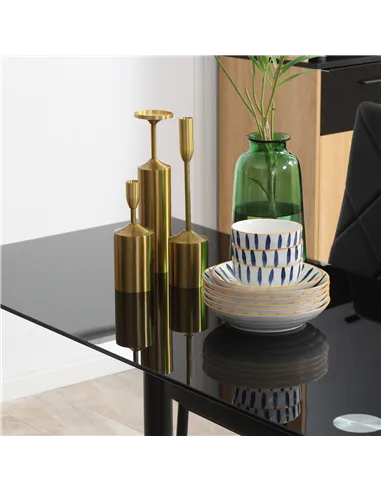 HOMCOM Modern Dining Table Set for 4, Space-Saving 5 Pieces Kitchen Table Set with Rectangle Table and Steel Frame, Black