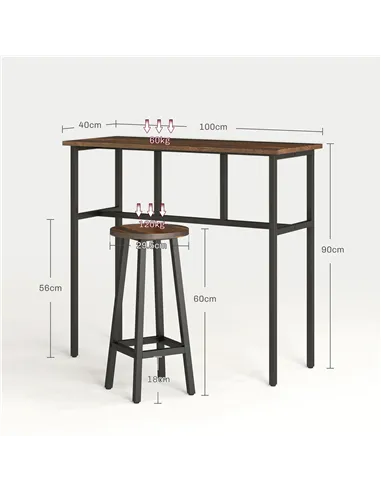 HOMCOM 6-Piece Bar Table Set, Counter Height Kitchen Dining Set with 2 High Tables & 4 Stools, Space Saving Compact Bar Furnitur