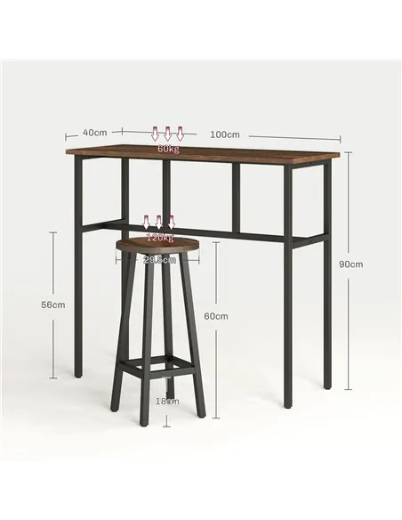 HOMCOM 6-Piece Bar Table Set, Counter Height Kitchen Dining Set with 2 High Tables & 4 Stools, Space Saving Compact Bar Furnitur