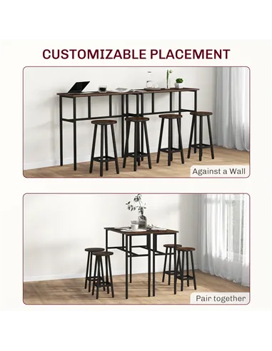 HOMCOM 6-Piece Bar Table Set, Counter Height Kitchen Dining Set with 2 High Tables & 4 Stools, Space Saving Compact Bar Furnitur