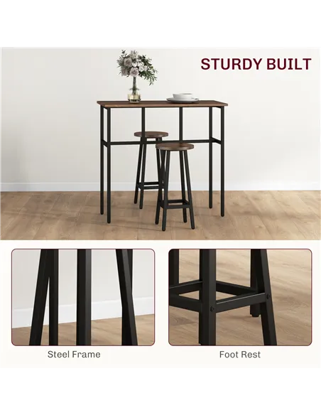 HOMCOM 6-Piece Bar Table Set, Counter Height Kitchen Dining Set with 2 High Tables & 4 Stools, Space Saving Compact Bar Furnitur