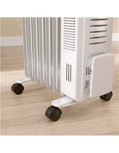 HOMCOM 1500W Quiet Oil Filled Radiator, 7 Fin Energy Efficient Portable Electric Heater with 3 Heat Settings, Adjustable Thermos
