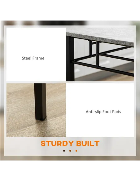 HOMCOM Five-Piece Marble Effect Dining Table Set - Grey/Black
