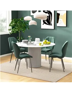 HOMCOM Set of Four Flannel Relaxed Tub Dining Chairs - Green 2