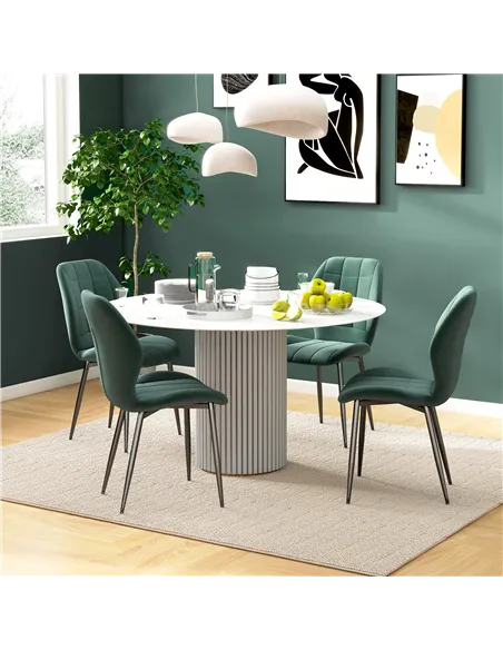 HOMCOM Set of Four Flannel Relaxed Tub Dining Chairs - Green