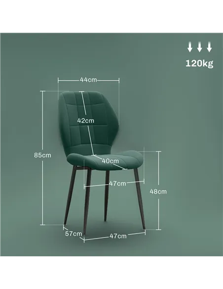 HOMCOM Set of Four Flannel Relaxed Tub Dining Chairs - Green