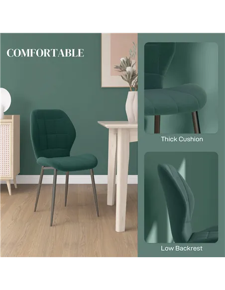 HOMCOM Set of Four Flannel Relaxed Tub Dining Chairs - Green