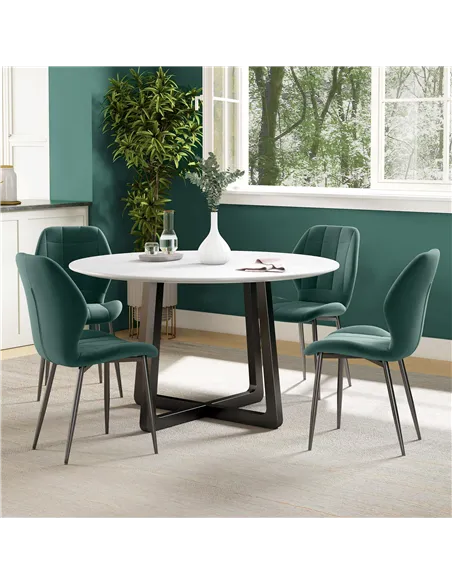 HOMCOM Set of Four Flannel Relaxed Tub Dining Chairs - Green