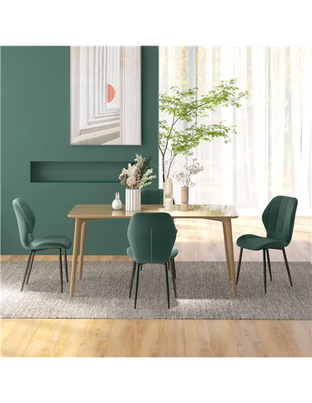 HOMCOM Set of Four Flannel Relaxed Tub Dining Chairs - Green