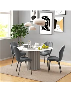 HOMCOM Set of Four Flannel Relaxed Tub Dining Chairs - Dark Grey 2