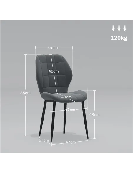 HOMCOM Set of Four Flannel Relaxed Tub Dining Chairs - Dark Grey