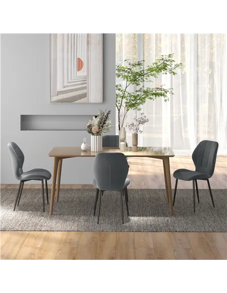 HOMCOM Set of Four Flannel Relaxed Tub Dining Chairs - Dark Grey