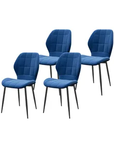HOMCOM Set of Four Velvet Relaxed Tub Dining Chairs - Dark Blue